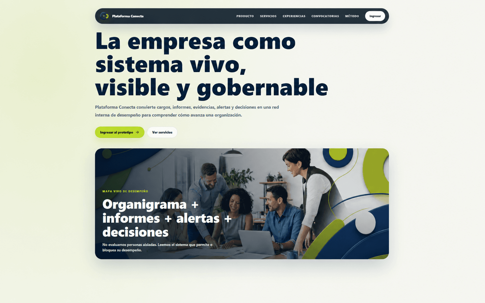 Interfaz de la plataforma de gobierno corporativo CONECTA